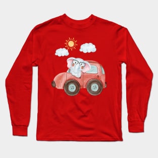 Baby Elephant Car Long Sleeve T-Shirt